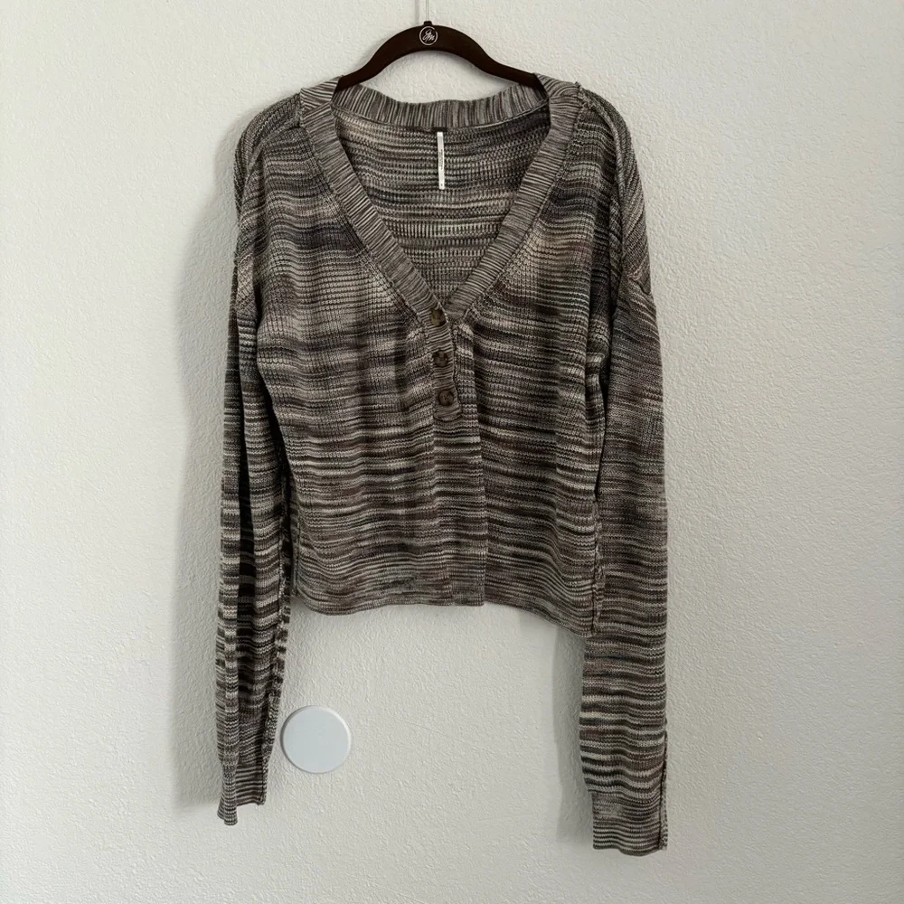 Free People Women's Size Small Multicolor Mercury Henley Knit Sweater